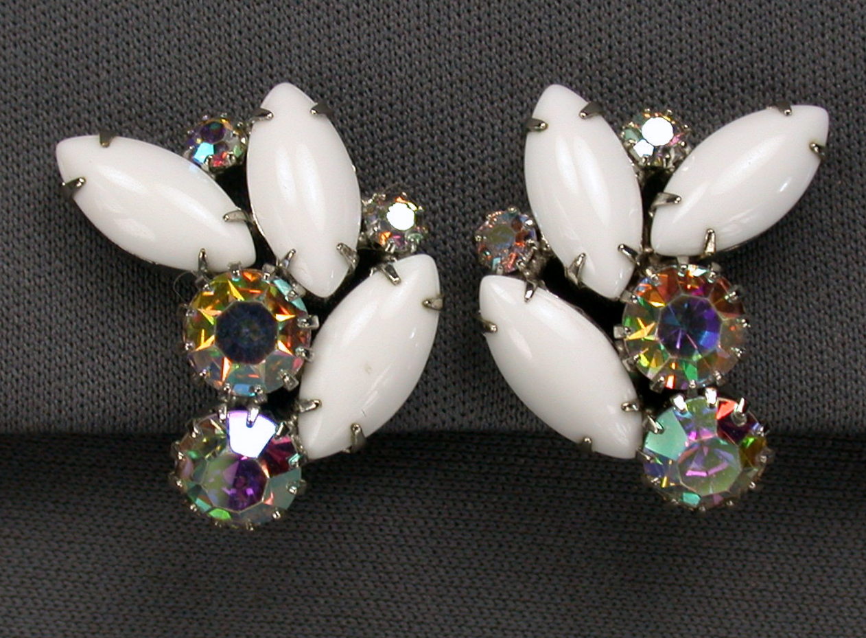 Weiss White & Aurora Earrings-Marquise