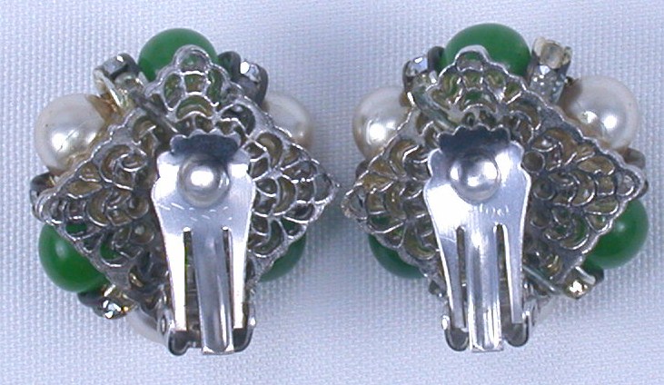 German Foil Glass Bead Necklace & Earrings Set