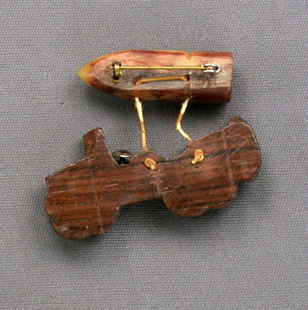 Bakelite & Wood Carved Jeep Bullet Pin