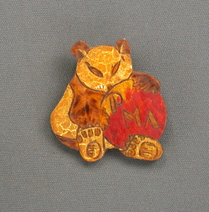 Carved Wood Bear Pin