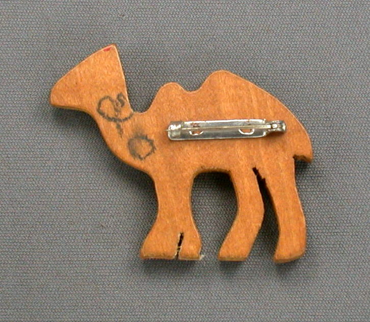 Wood Carved Camel Pin