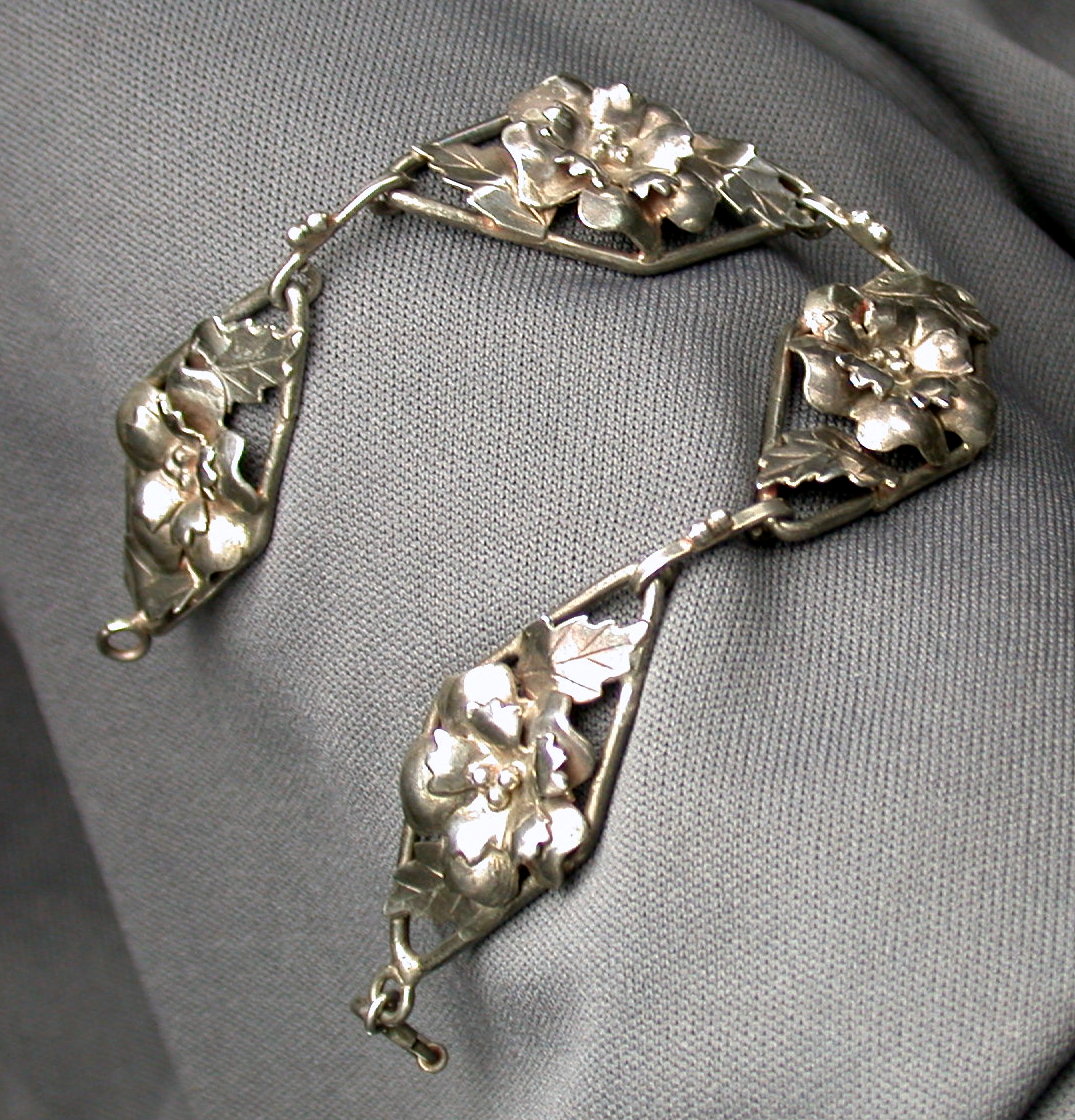 Floral Sterling Link Bracelet