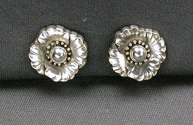 Georg Jensen Sterling Flower Earrings