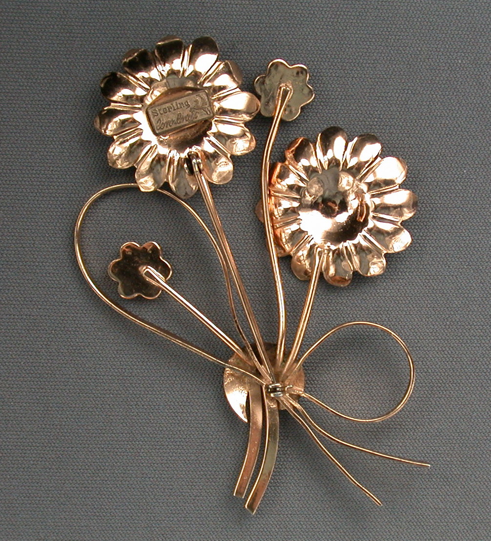 Coro Craft Sterling Sunflower Brooch