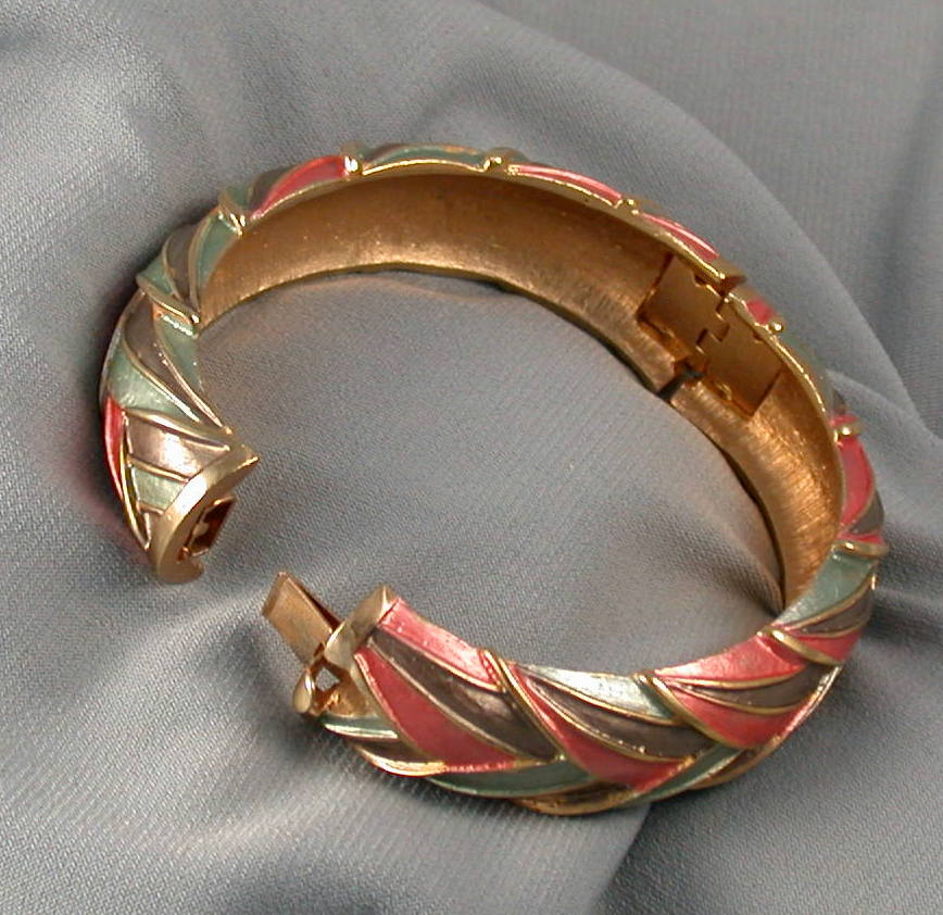 Enamel Clamper Bracelet & Earrings Set