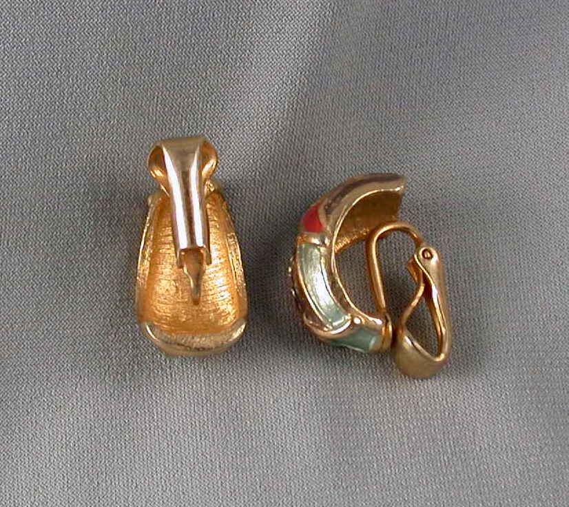 Enamel Clamper Bracelet & Earrings Set