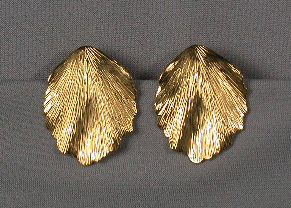 Trifari Shimmery Leaf Earrings