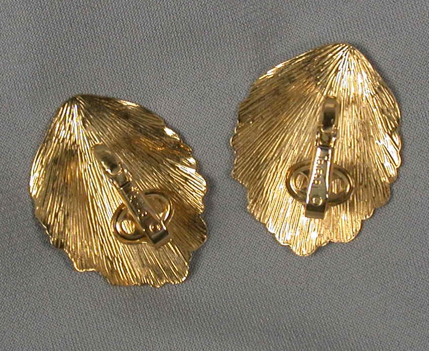 Trifari Shimmery Leaf Earrings