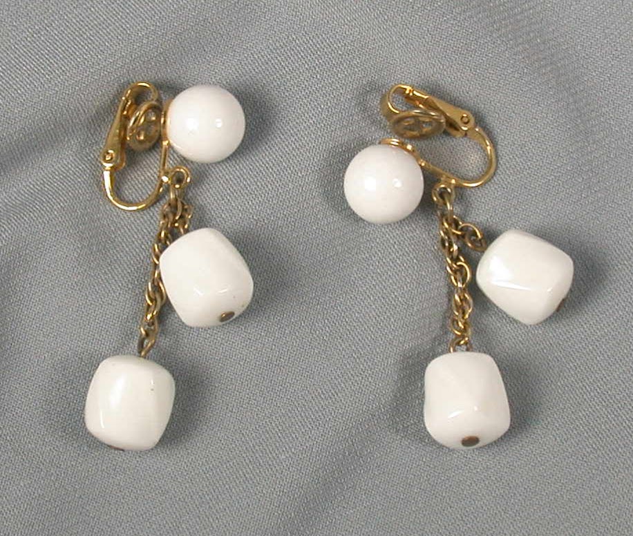 Trifary White Dangling Earrings