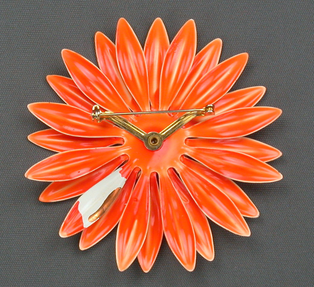 Orange 1960s Flower Pin 