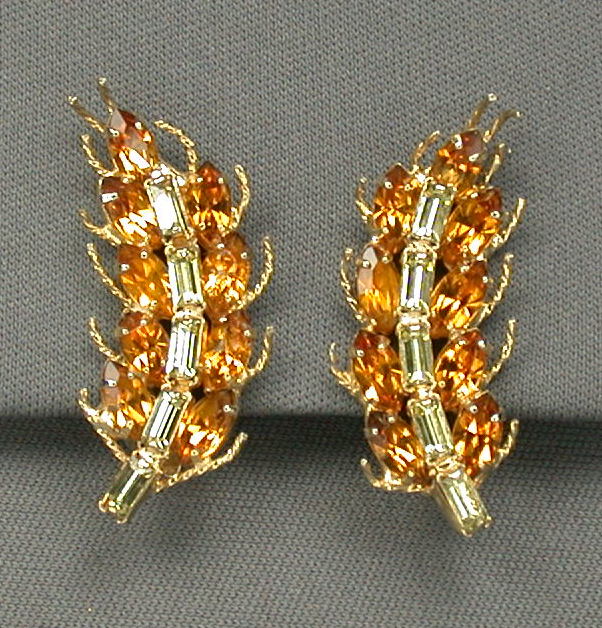Kramer Amber & Yellow Rhinestone Earrings